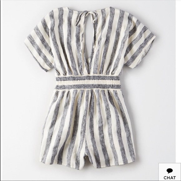 AE Striped Kimono Romper in Cream and Gray - Picture 4 of 4